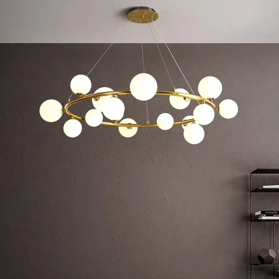 Golden Circle Modern Glass Sphere Pendant Light