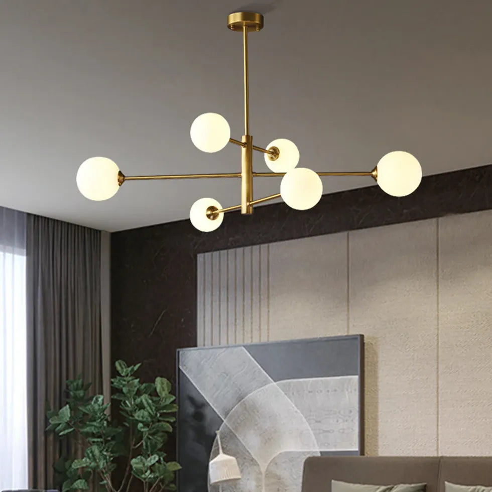 White Multi Glass Ball Radial Chandelier