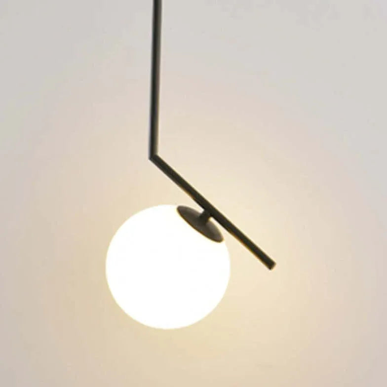 White Glass Ball Single Head Pendant Light