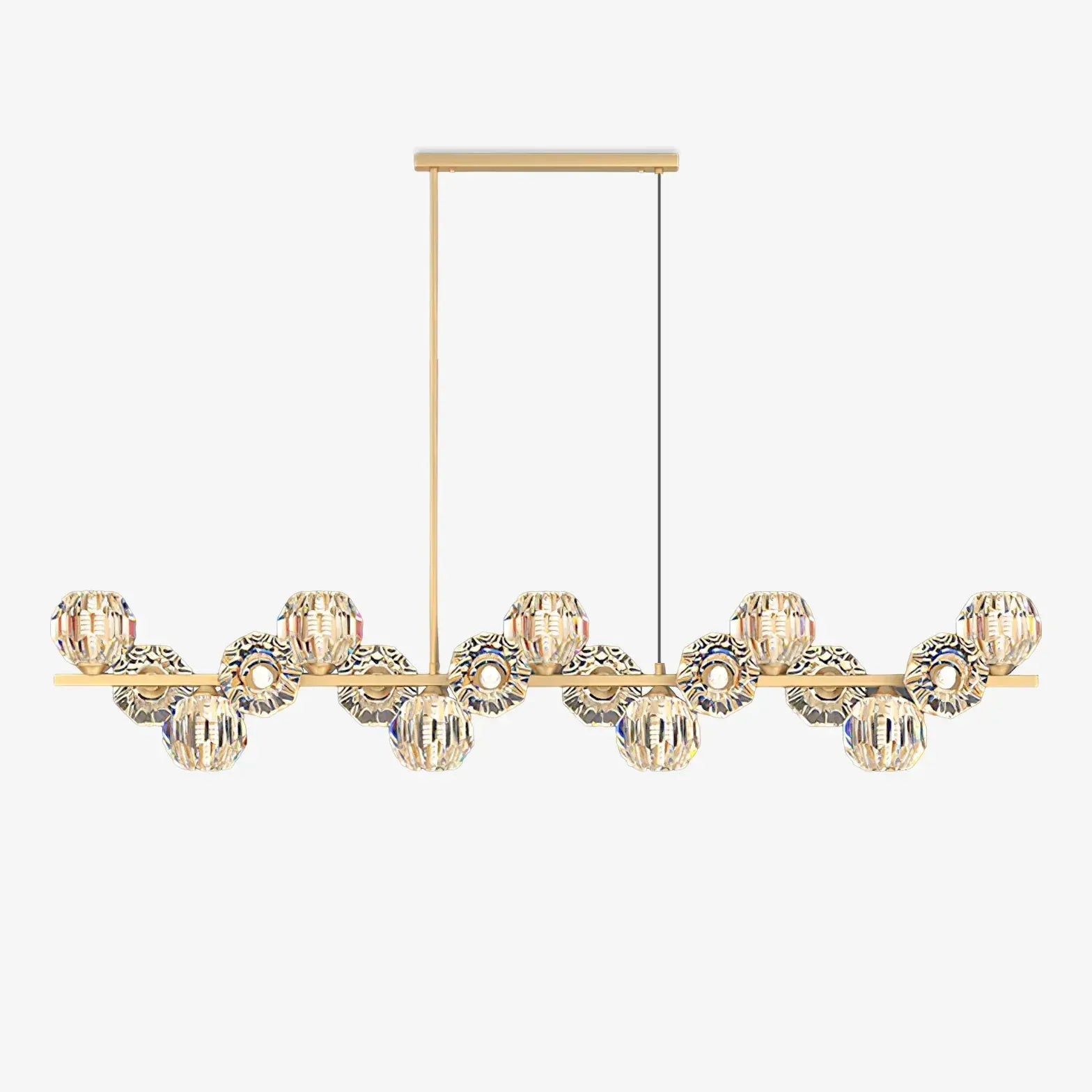 Multi-Circular Transparent Glass Ball Linear Pendant Light