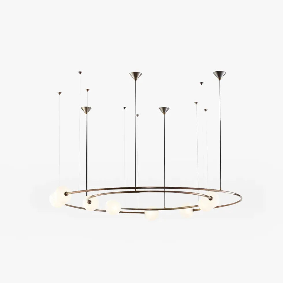 Metal Ring White Globe Pendant Light