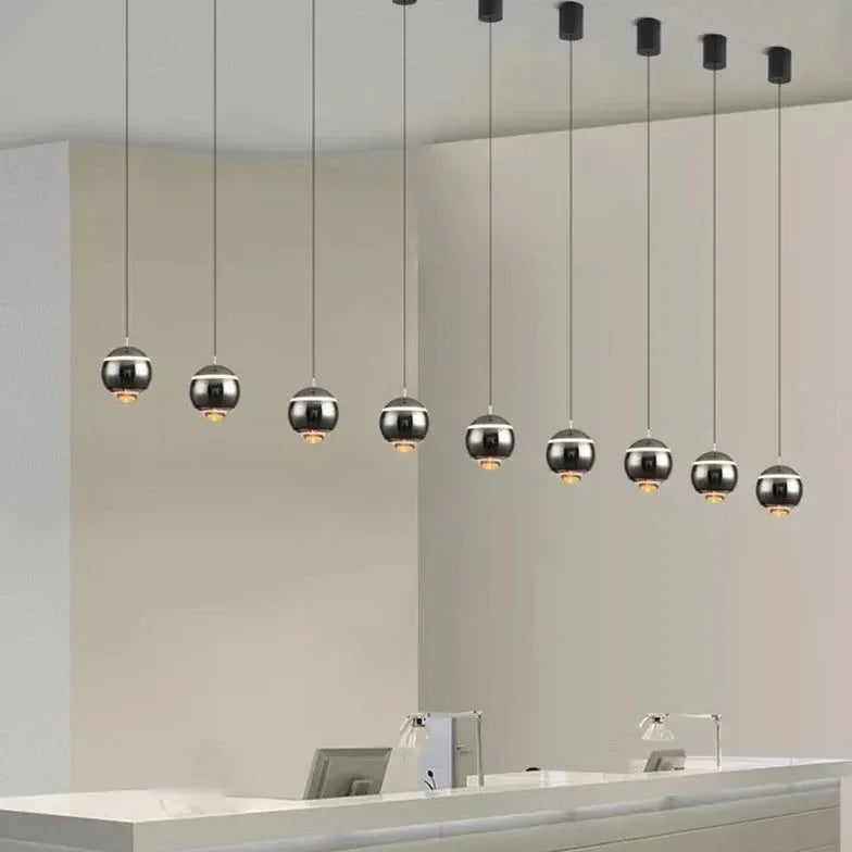 Lampada a Sospensione Comodino a Sfera in Metallo