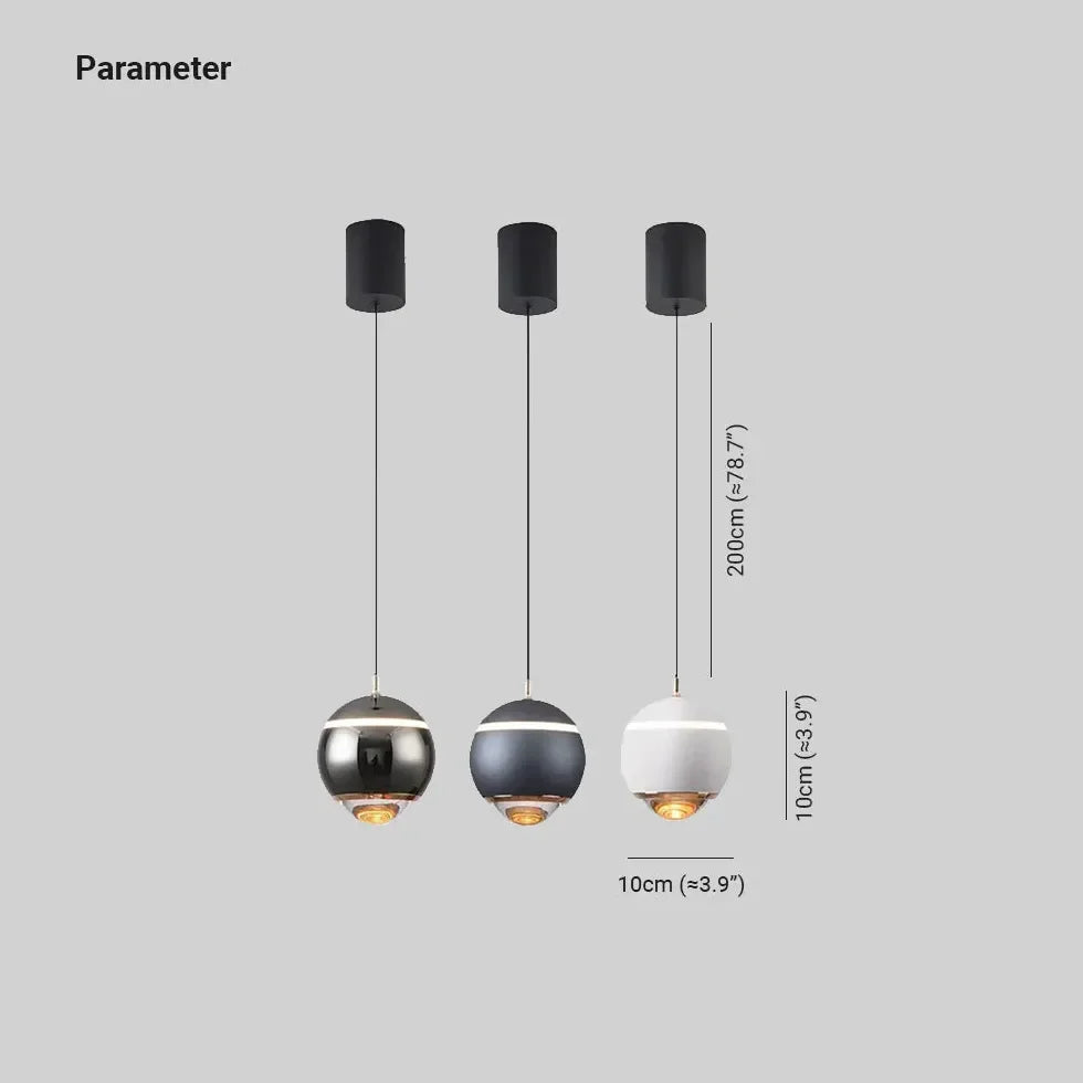 Lampada a Sospensione Comodino a Sfera in Metallo