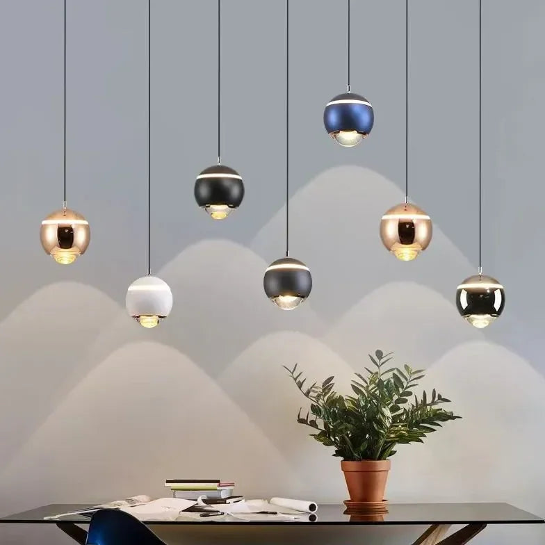 Lampada a Sospensione Comodino a Sfera in Metallo