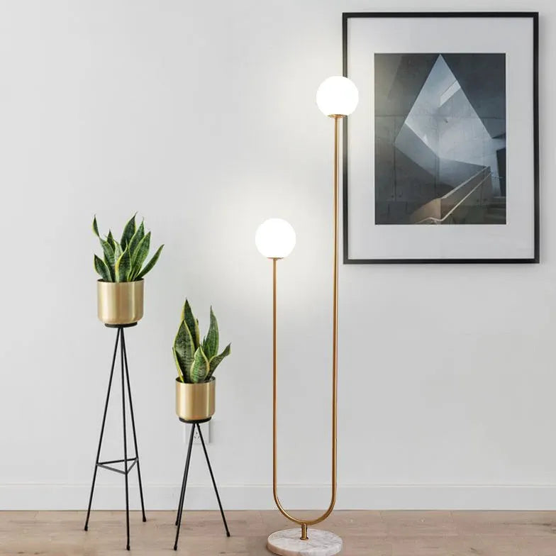 Dual-Light Linear Gold Standing Floor Lamp