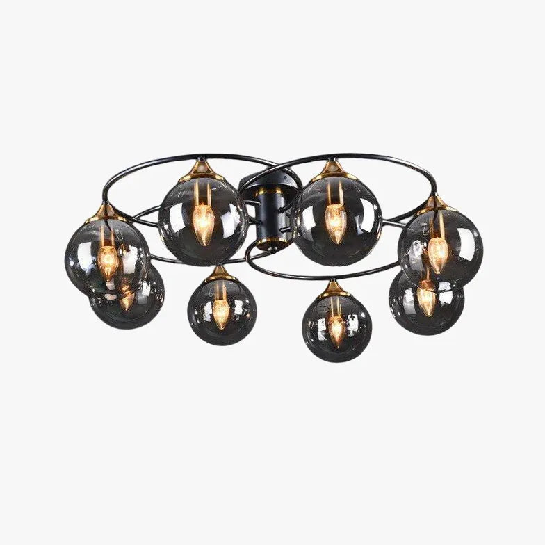 Smoked Industrial Glass Flush Ceiling Lights