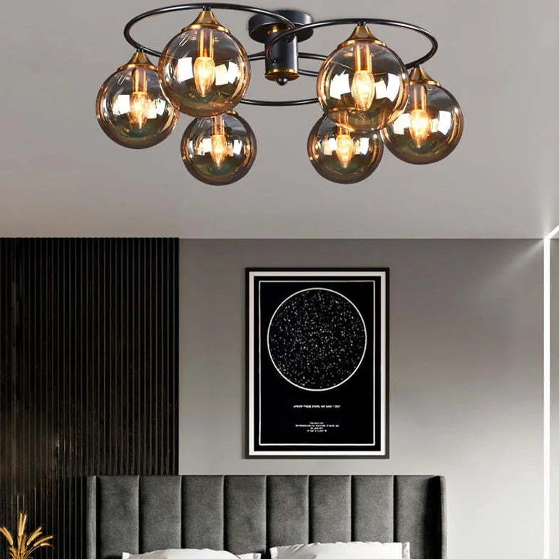 Smoked Industrial Glass Flush Ceiling Lights