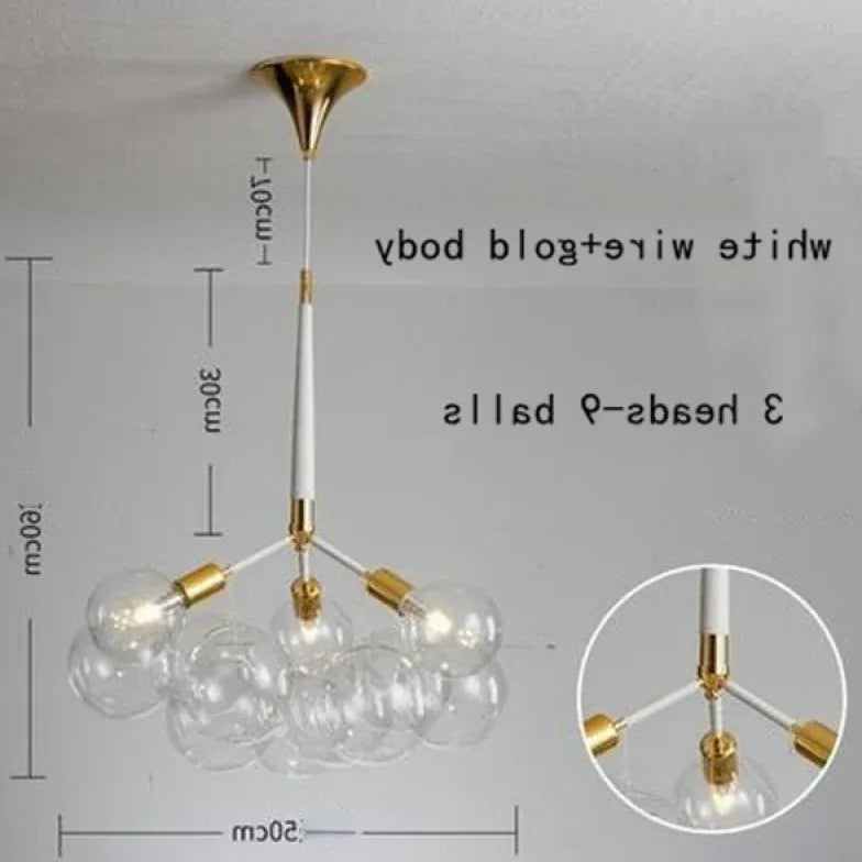 Lampadario a bolle trasparente vetro elegante