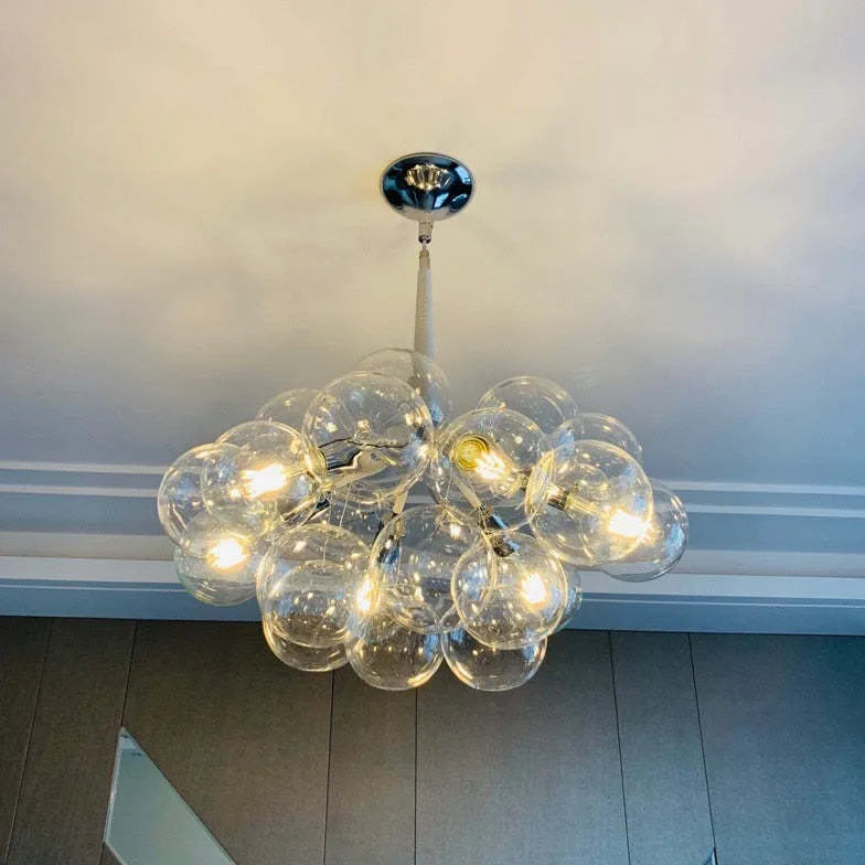 Lampadario a bolle trasparente vetro elegante