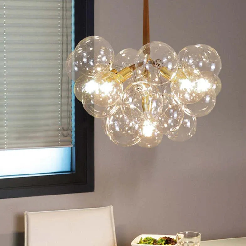 Lampadario a bolle trasparente vetro elegante