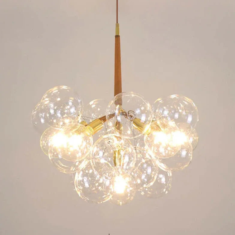 Lampadario a bolle trasparente vetro elegante