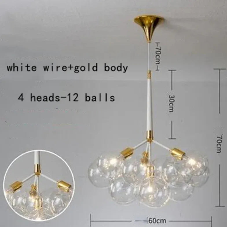 Lampadario a bolle trasparente vetro elegante