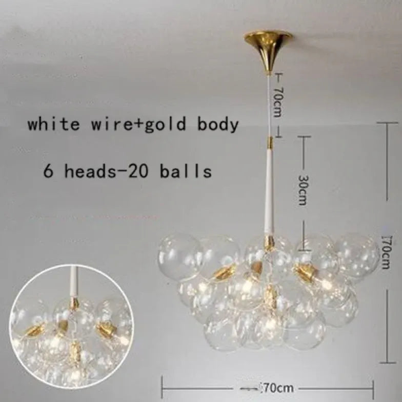 Lampadario a bolle trasparente vetro elegante