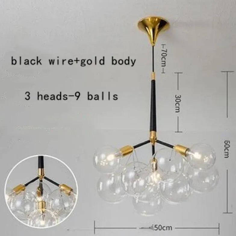 Lampadario a bolle trasparente vetro elegante