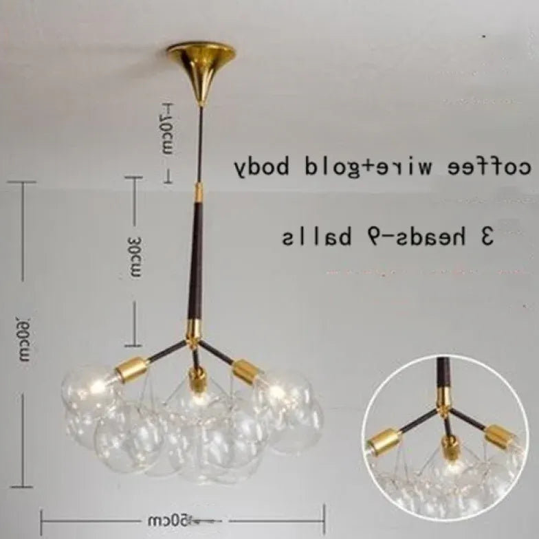 Lampadario a bolle trasparente vetro elegante