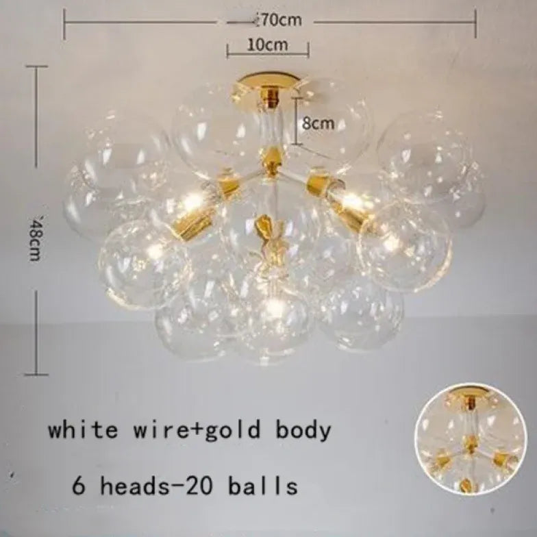 Lampadario a bolle trasparente vetro elegante