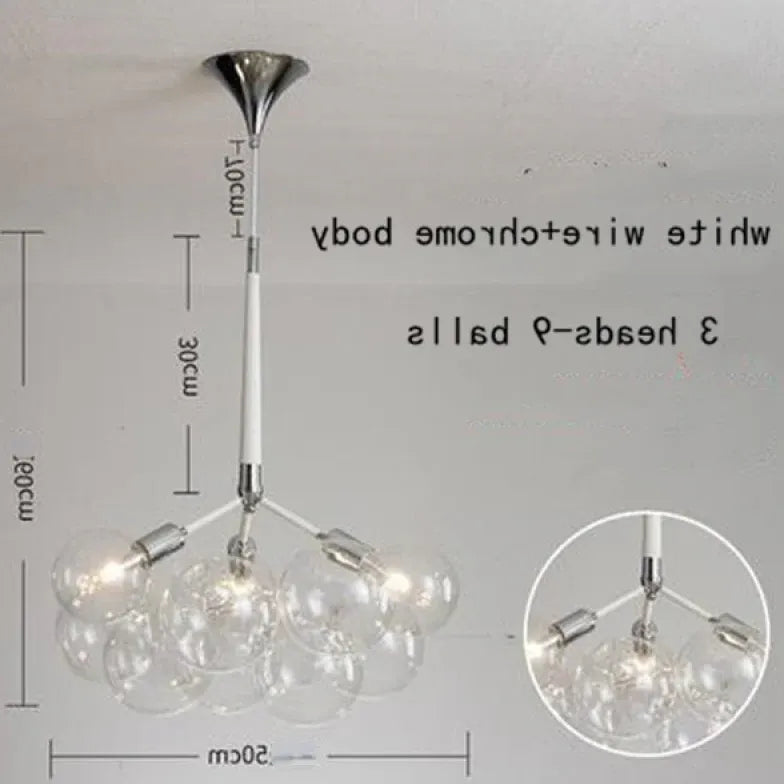 Lampadario a bolle trasparente vetro elegante