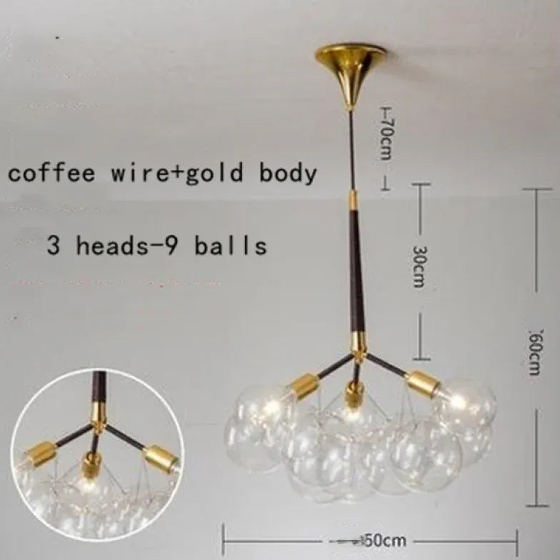 Lampadario a bolle trasparente vetro elegante