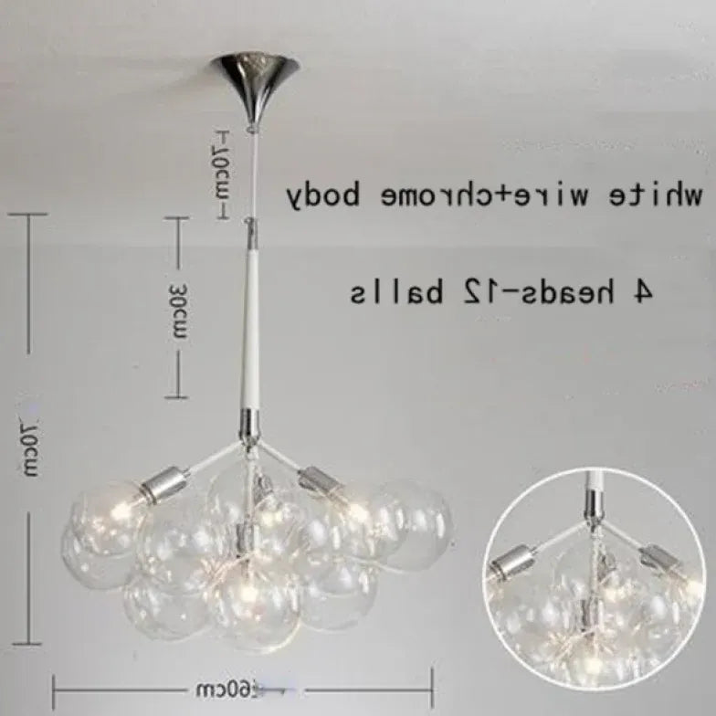 Lampadario a bolle trasparente vetro elegante