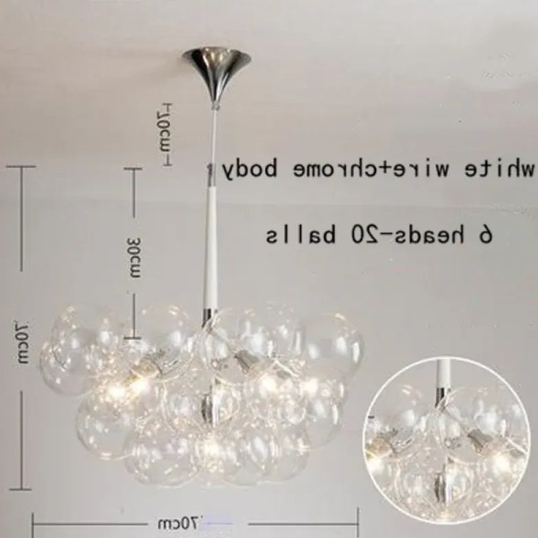 Lampadario a bolle trasparente vetro elegante