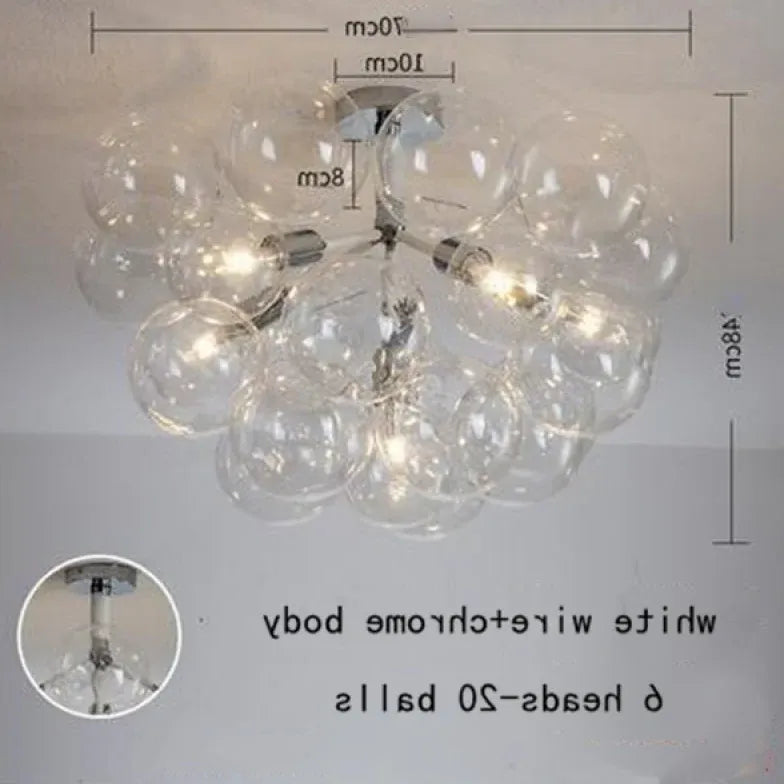 Lampadario a bolle trasparente vetro elegante