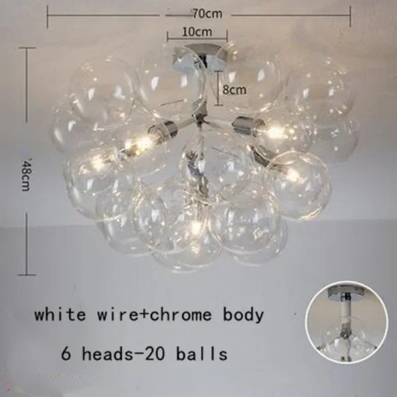 Lampadario a bolle trasparente vetro elegante