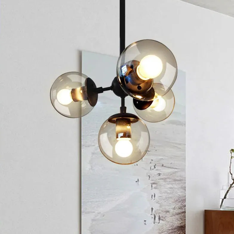 Clear Glass Multi-Sphere Modern Chandelier