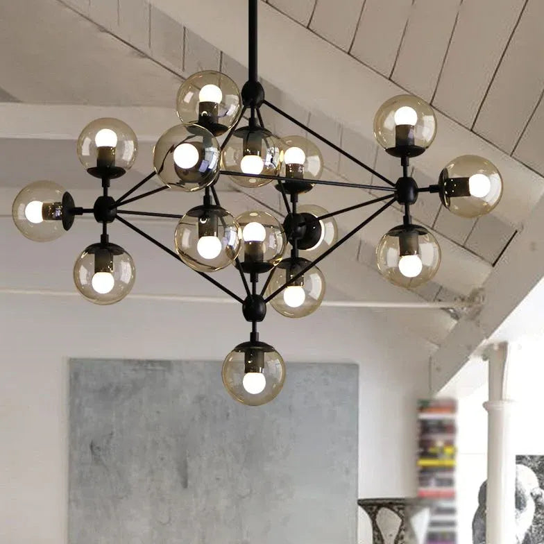 Clear Glass Multi-Sphere Modern Chandelier