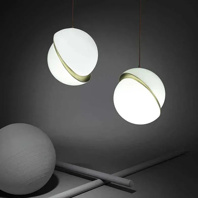 White Spherical Acrylic Modern Pendant Light