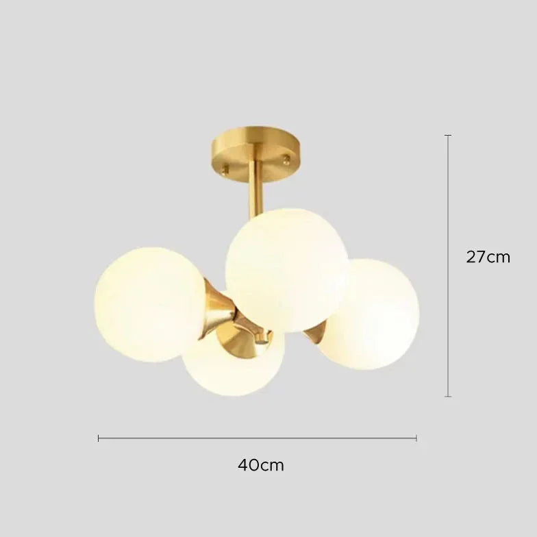 Lampadario a Sfera Bianco Stile Nordico in Ottone