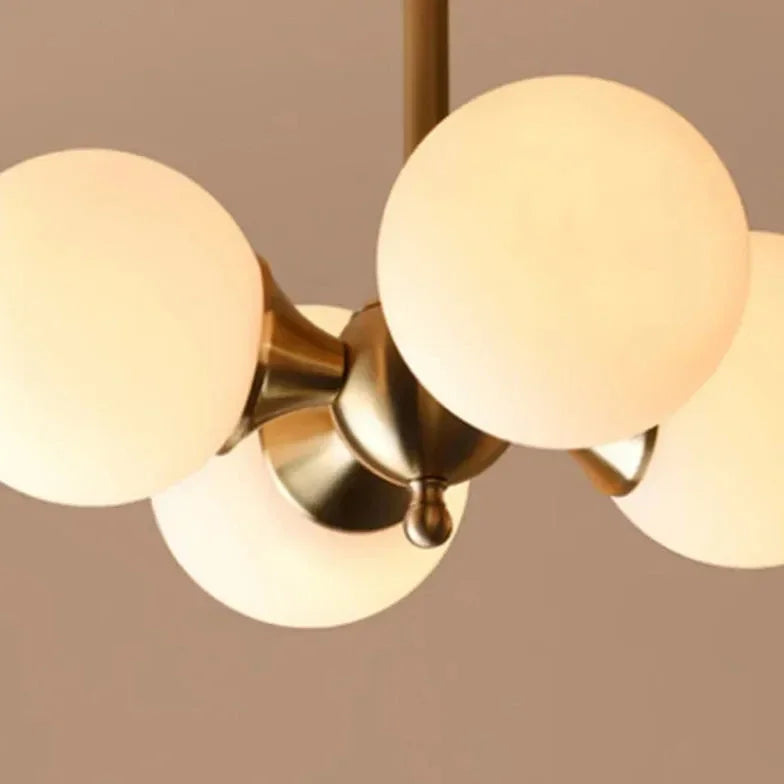 Lampadario a Sfera Bianco Stile Nordico in Ottone