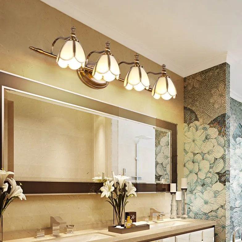 Classical Petal Gold Bathroom Wall Lights