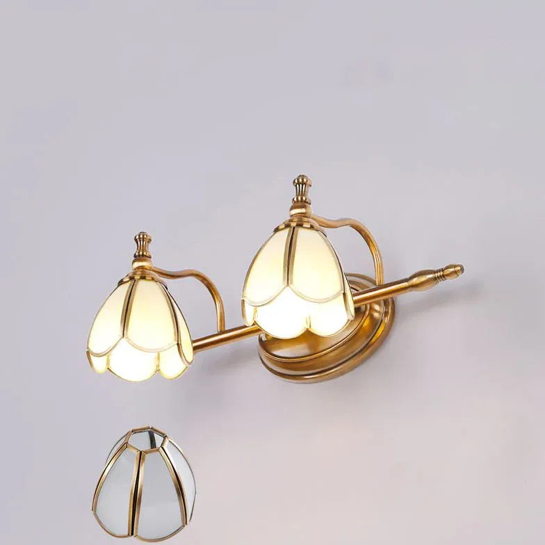 Classical Petal Gold Bathroom Wall Lights