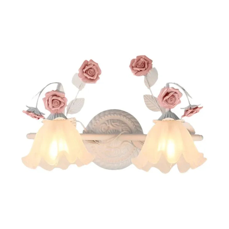 Rose Glass Country Bathroom Wall Lights