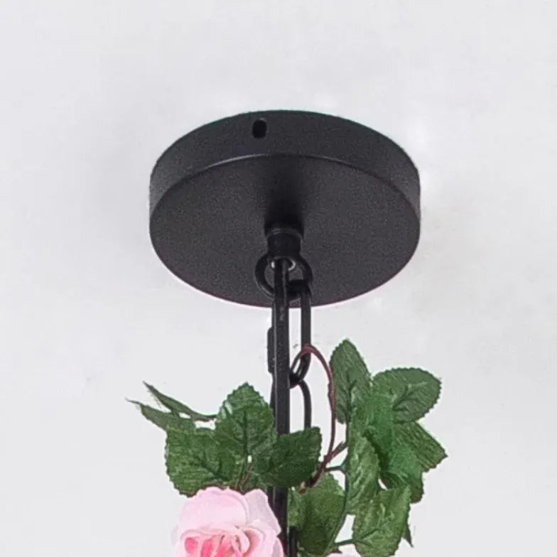 Lampadario Grande Vintage con Fiori Eleganti