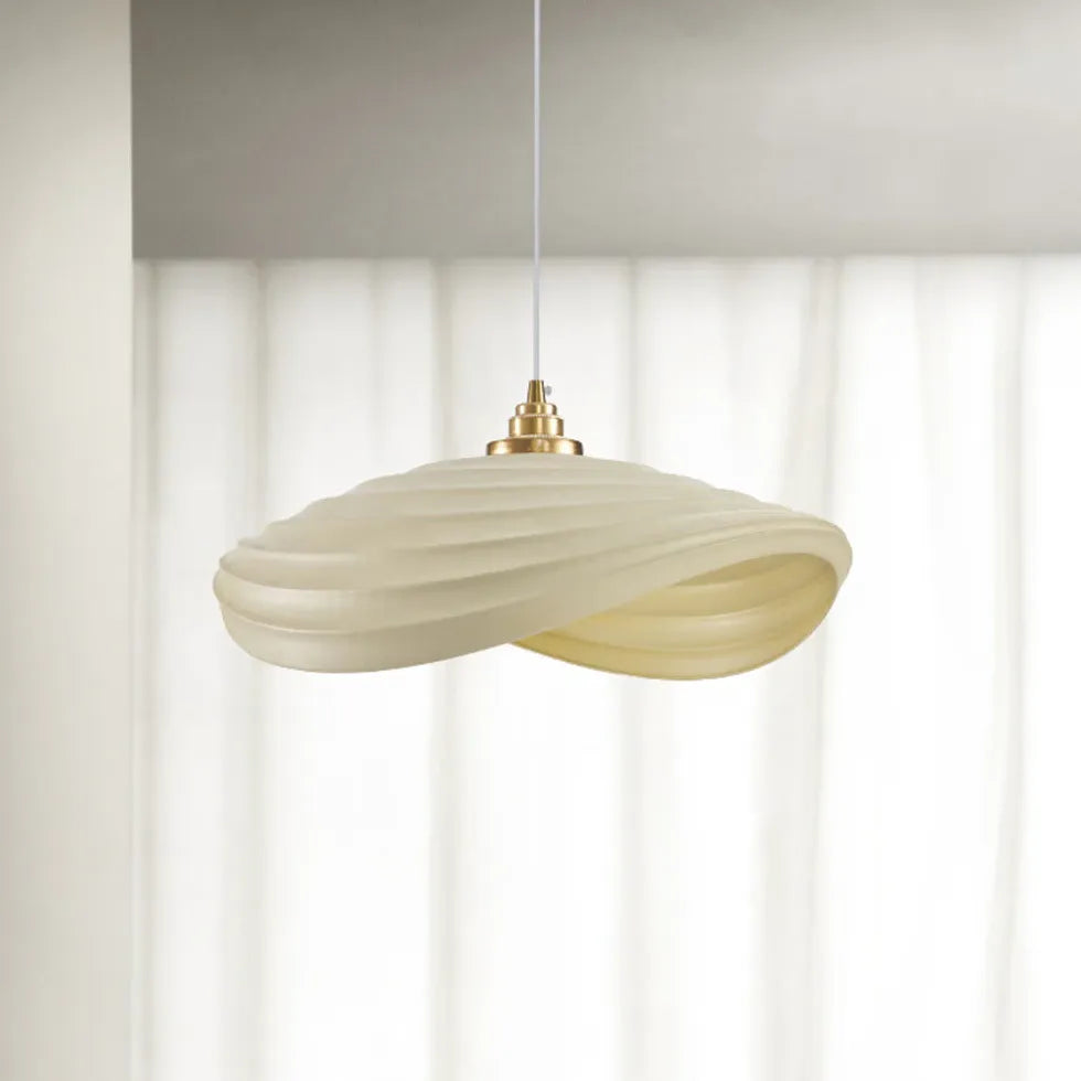 Sleek Wave-Shaped White Dining Room Pendant Light