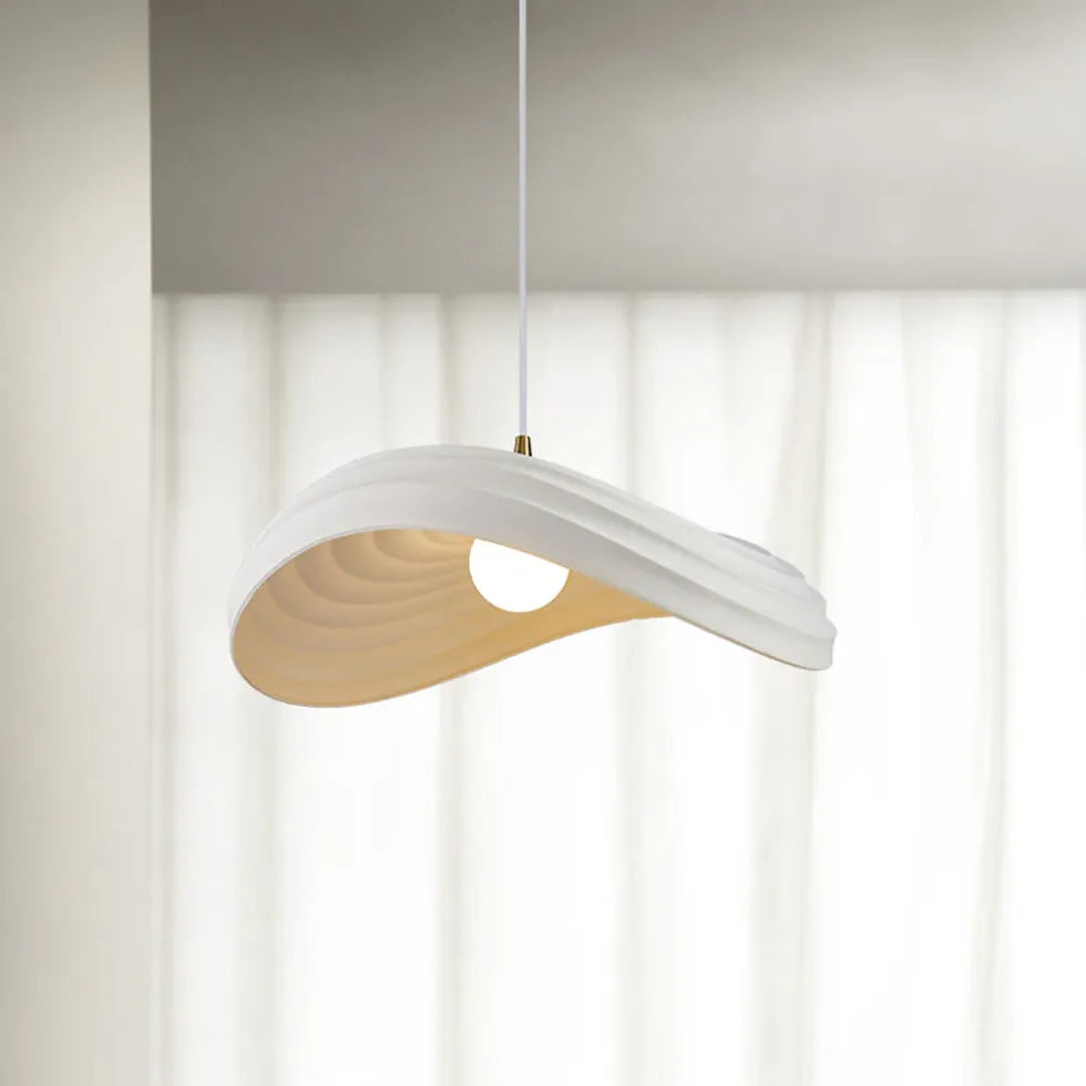 Sleek Wave-Shaped White Dining Room Pendant Light