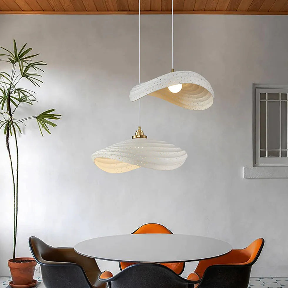 Sleek Wave-Shaped White Dining Room Pendant Light