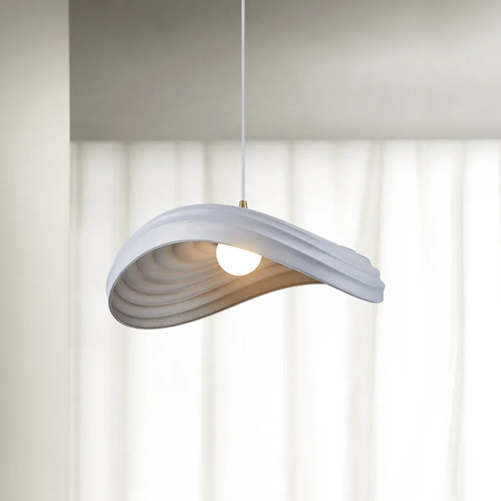 Sleek Wave-Shaped White Dining Room Pendant Light