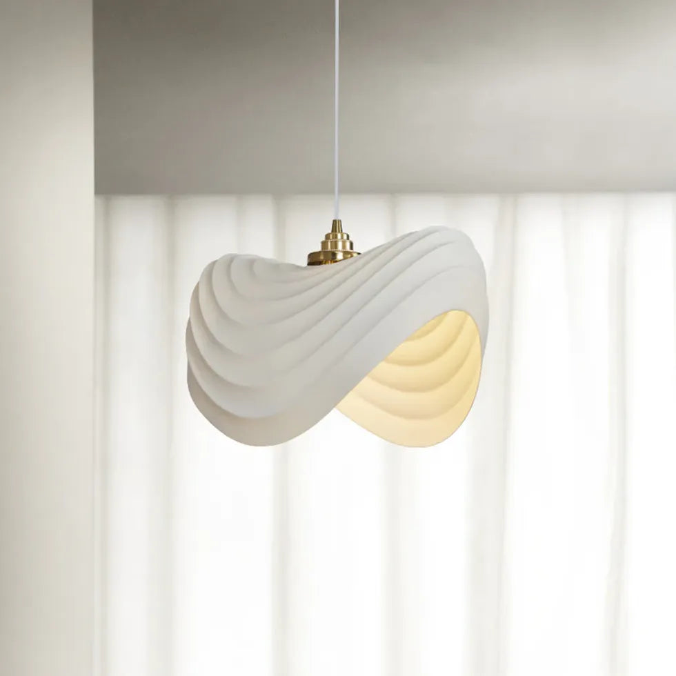 Sleek Wave-Shaped White Dining Room Pendant Light