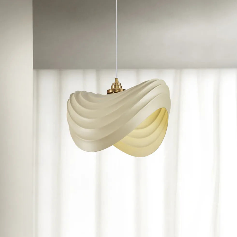 Sleek Wave-Shaped White Dining Room Pendant Light