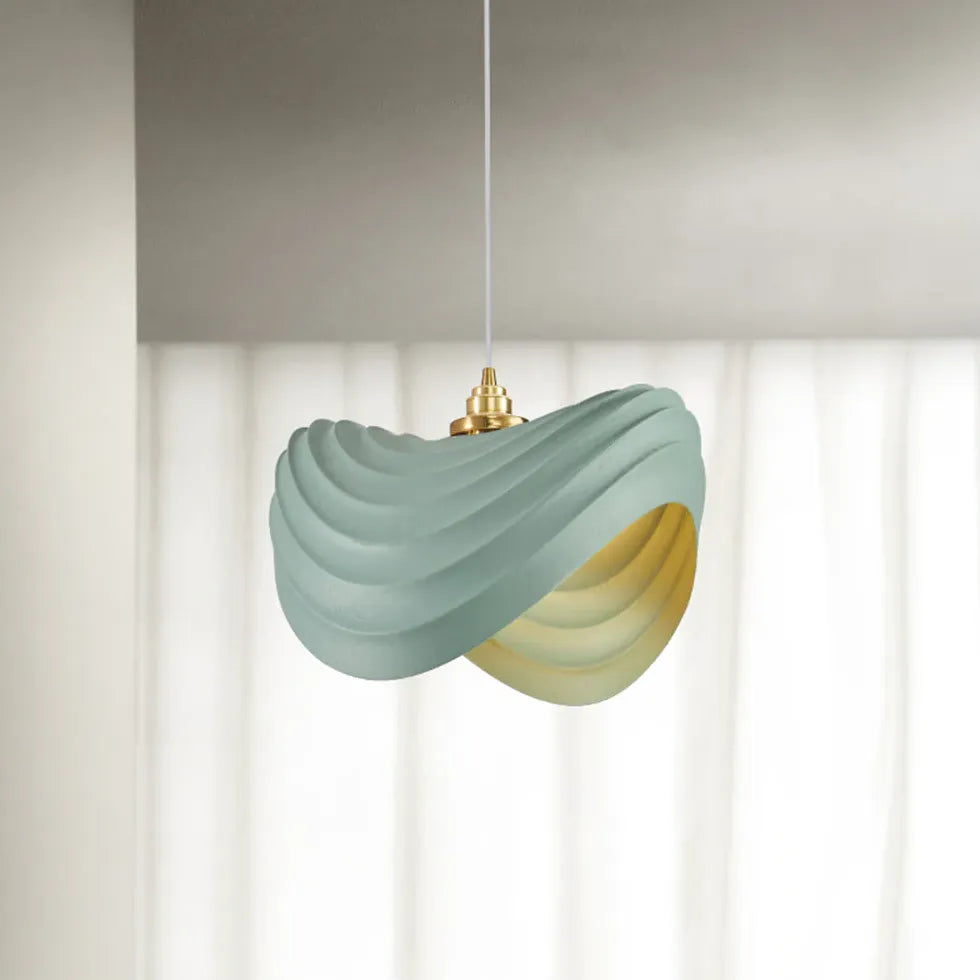 Sleek Wave-Shaped White Dining Room Pendant Light