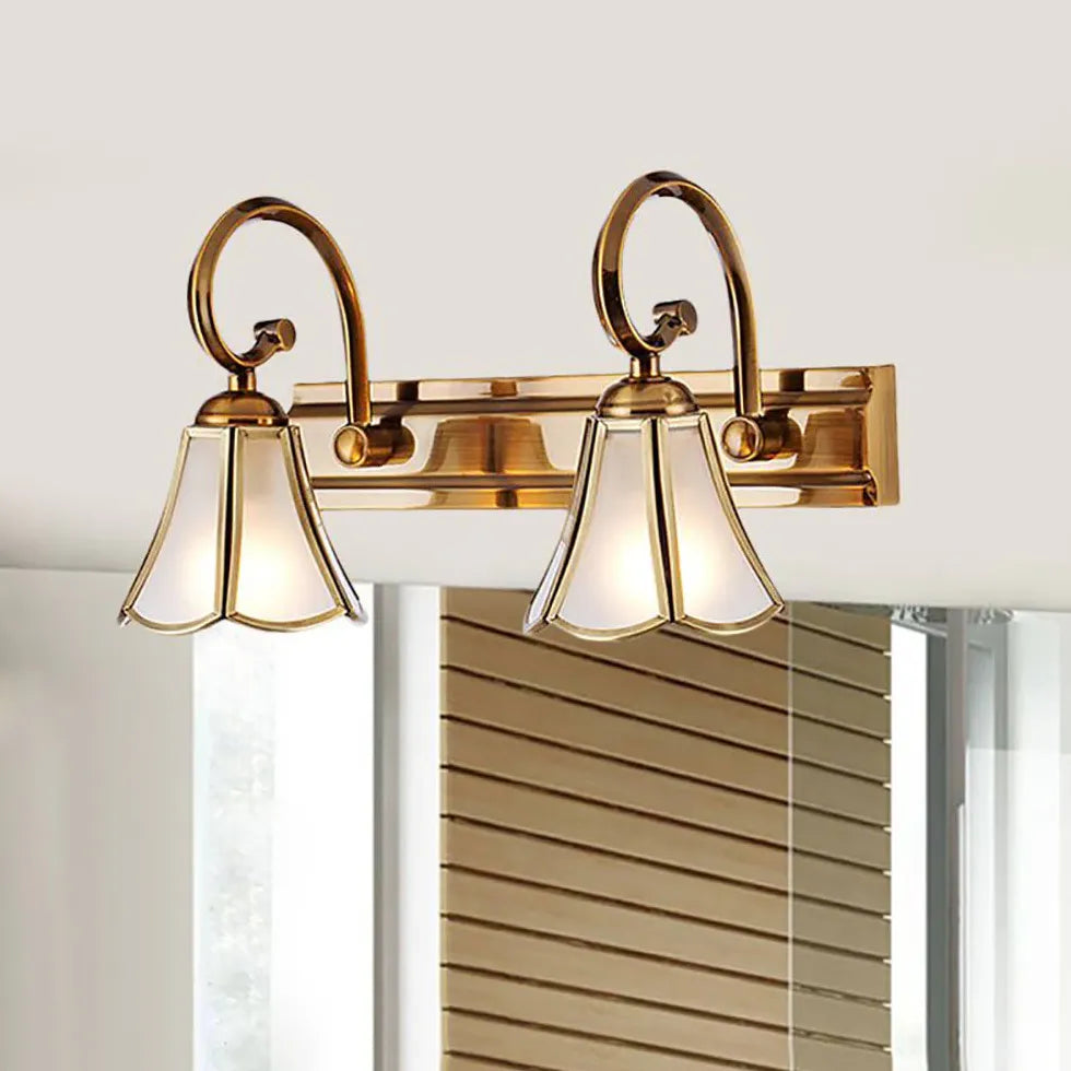 Gold Trumpet Glass Bathroom Mirror Lights