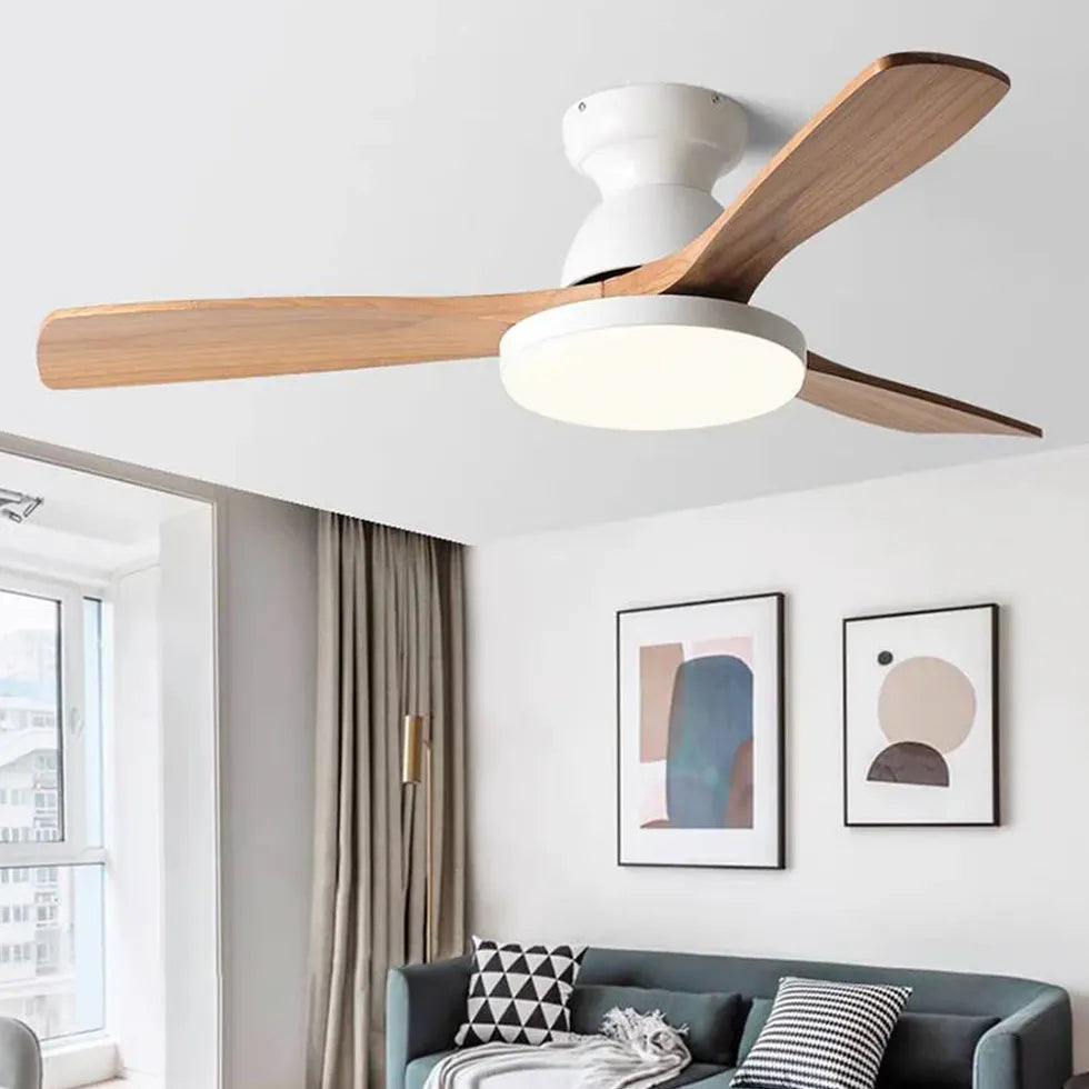 Lampadario ventilatore telecomando con elegante in legno