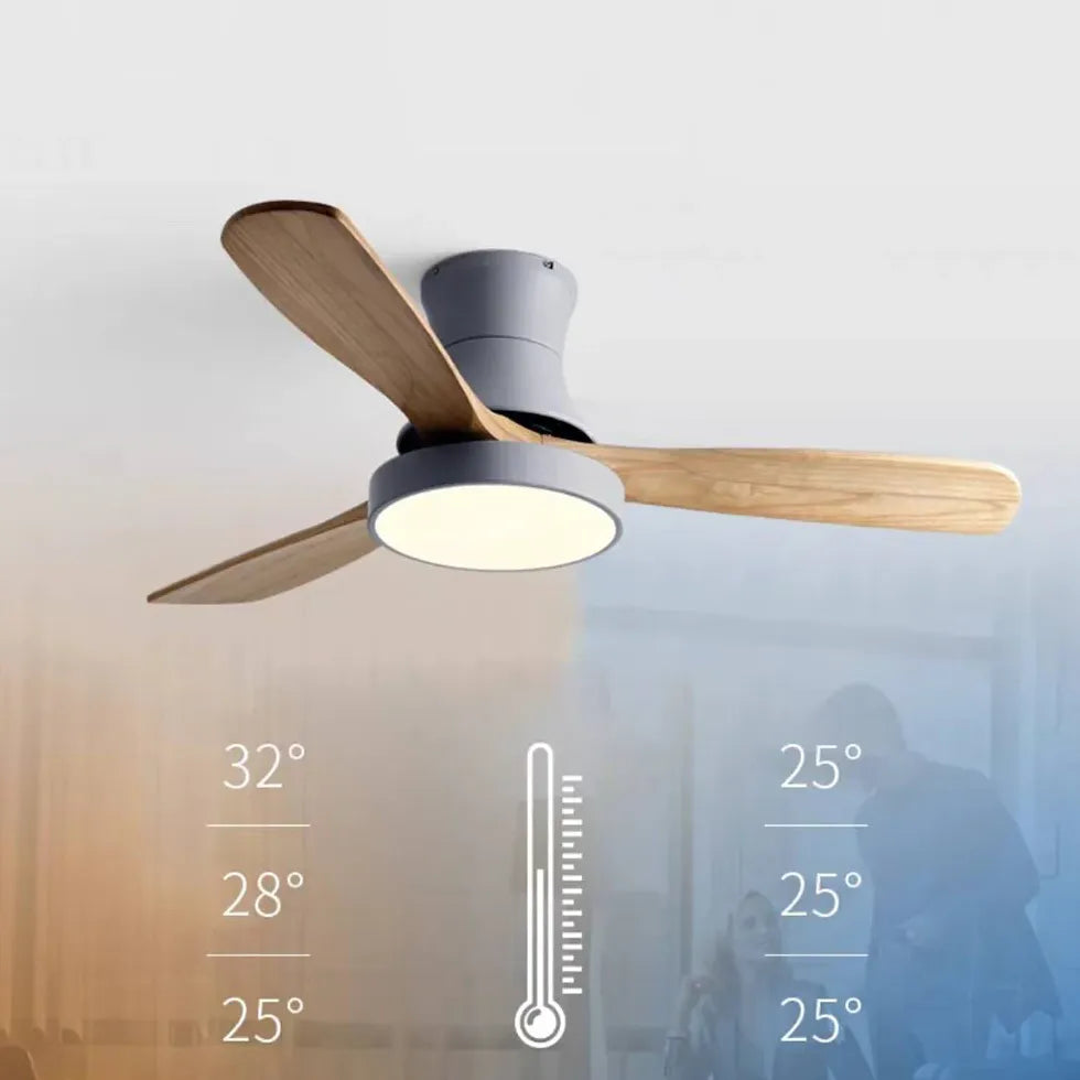 Lampadario ventilatore telecomando con elegante in legno