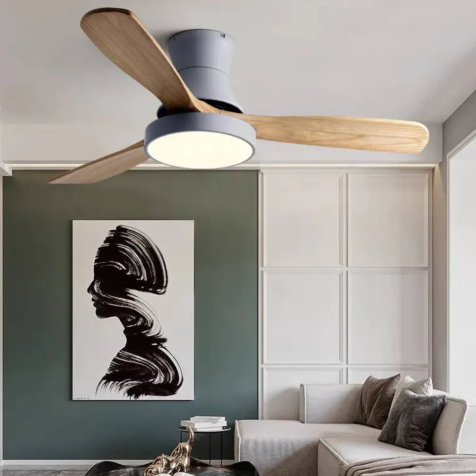 Lampadario ventilatore telecomando con elegante in legno