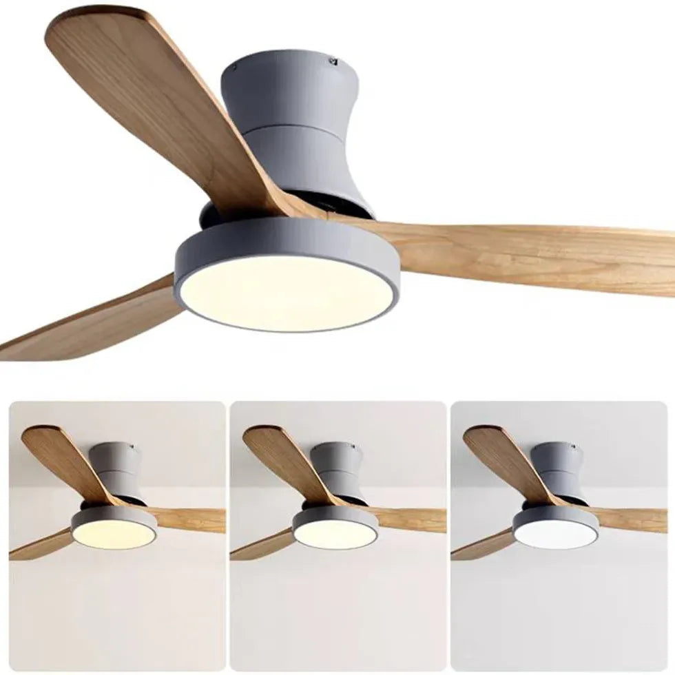 Lampadario ventilatore telecomando con elegante in legno