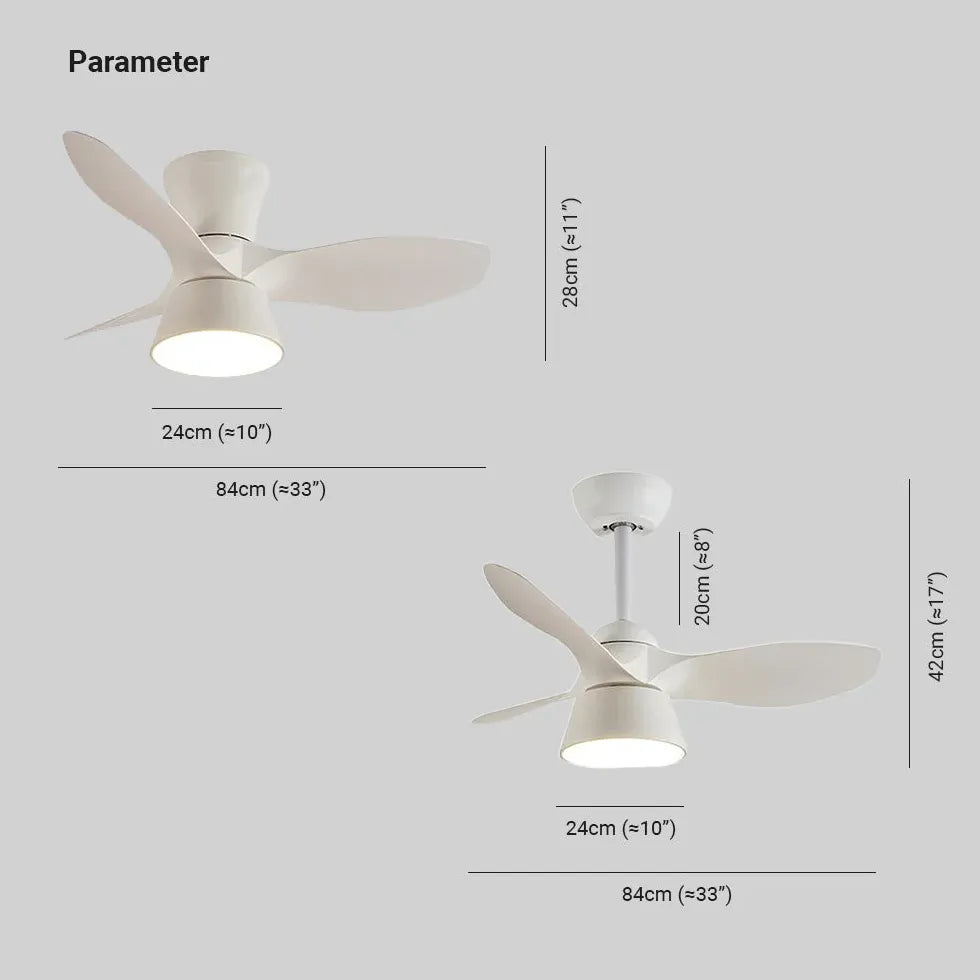 Ventilatore a soffitto minimalista a tre pale con luce