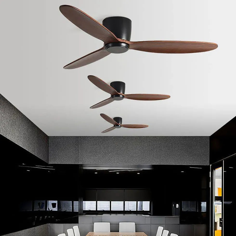 Three-Blade Wood Grain Living Room Ceiling Fan Light