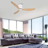 White living room with three-blade fan light